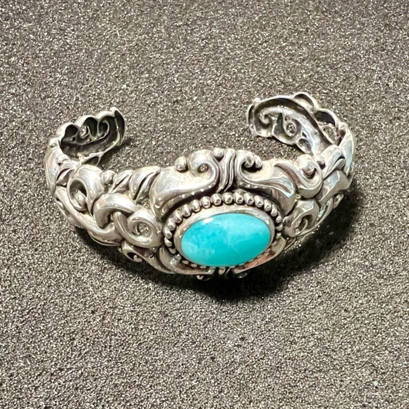 Carolynn Pollack Vintage Turquoise Relios Cuff Bracelets, sterling silver 925. - Picture 10 of 13